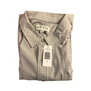 Orvis Men's Gray Plaid Button-Up Shirt - XL
